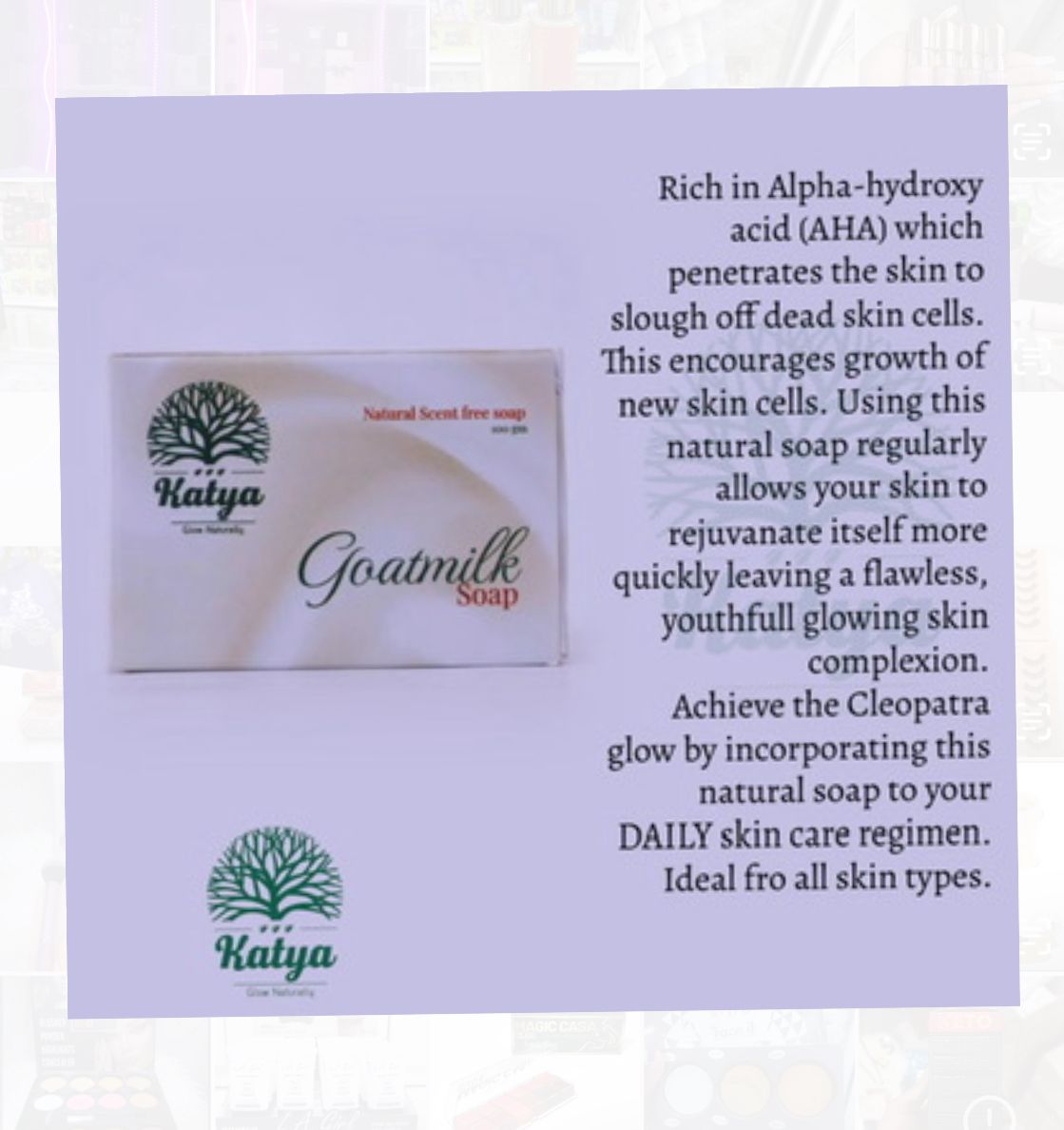 Katya Naturals Smooth Soft Even Skin Tone Refined Radiant Complexion ( Options to Choose: Handmade Soap Goatmilk Soap Turmeric Soap Coconut Soap Rose Water Toner)