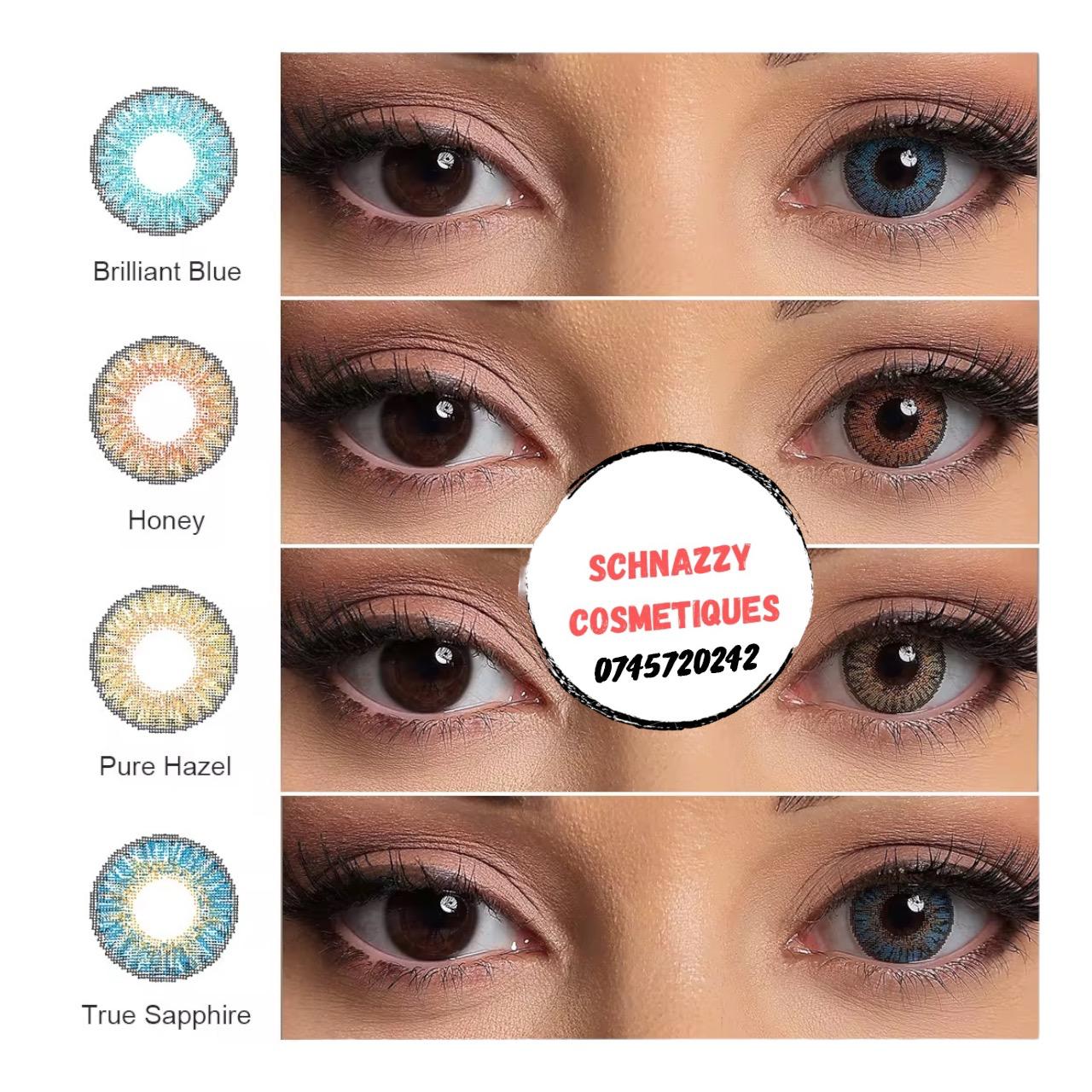 NEW Trending Eye Contact Lens Eye Color Blends 1 Pair (FOR 2 EYES) Cosmetic Aesthetic Use Blue Green Grey Brown Choices + FREE STORAGE CASE