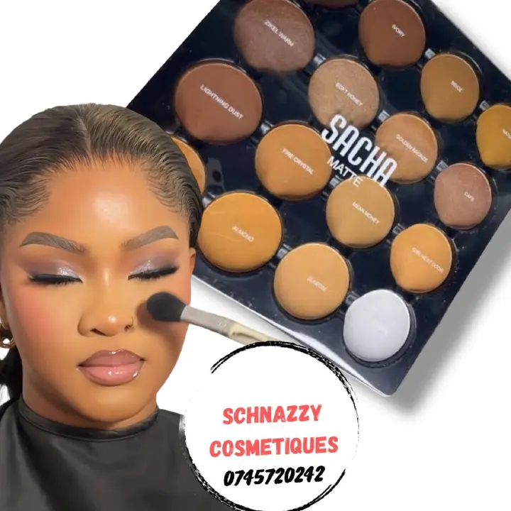 Sacha Longwear Multipurpose Matte Powder Palette Contour Highlight Set High-Definition Coverage Blends Smooth All Shades You Need Professional Artistry MUA Variety Face Palette 12 Powder 4 Highlights