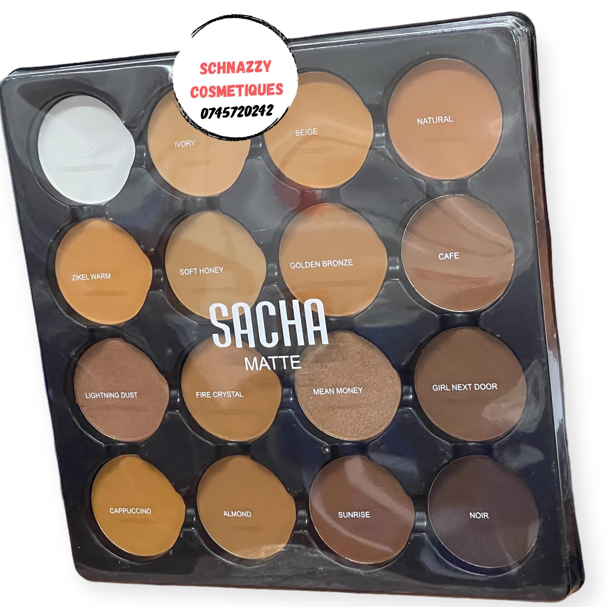 Sacha Longwear Multipurpose Matte Powder Palette Contour Highlight Set High-Definition Coverage Blends Smooth All Shades You Need Professional Artistry MUA Variety Face Palette 12 Powder 4 Highlights