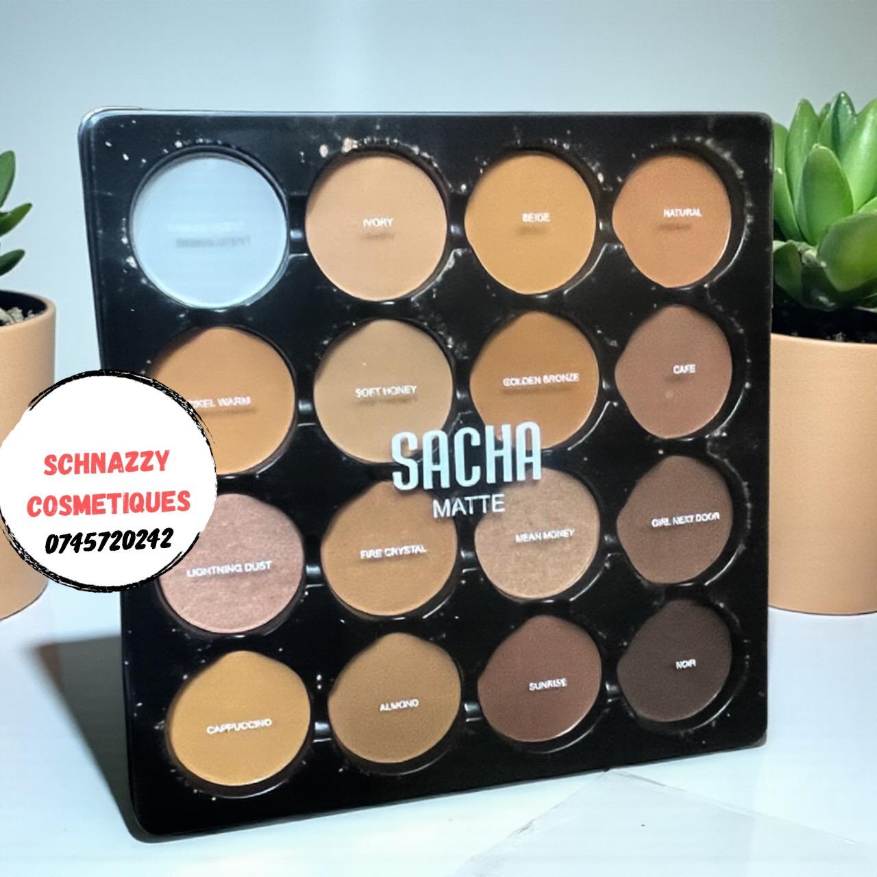 Sacha Longwear Multipurpose Matte Powder Palette Contour Highlight Set High-Definition Coverage Blends Smooth All Shades You Need Professional Artistry MUA Variety Face Palette 12 Powder 4 Highlights
