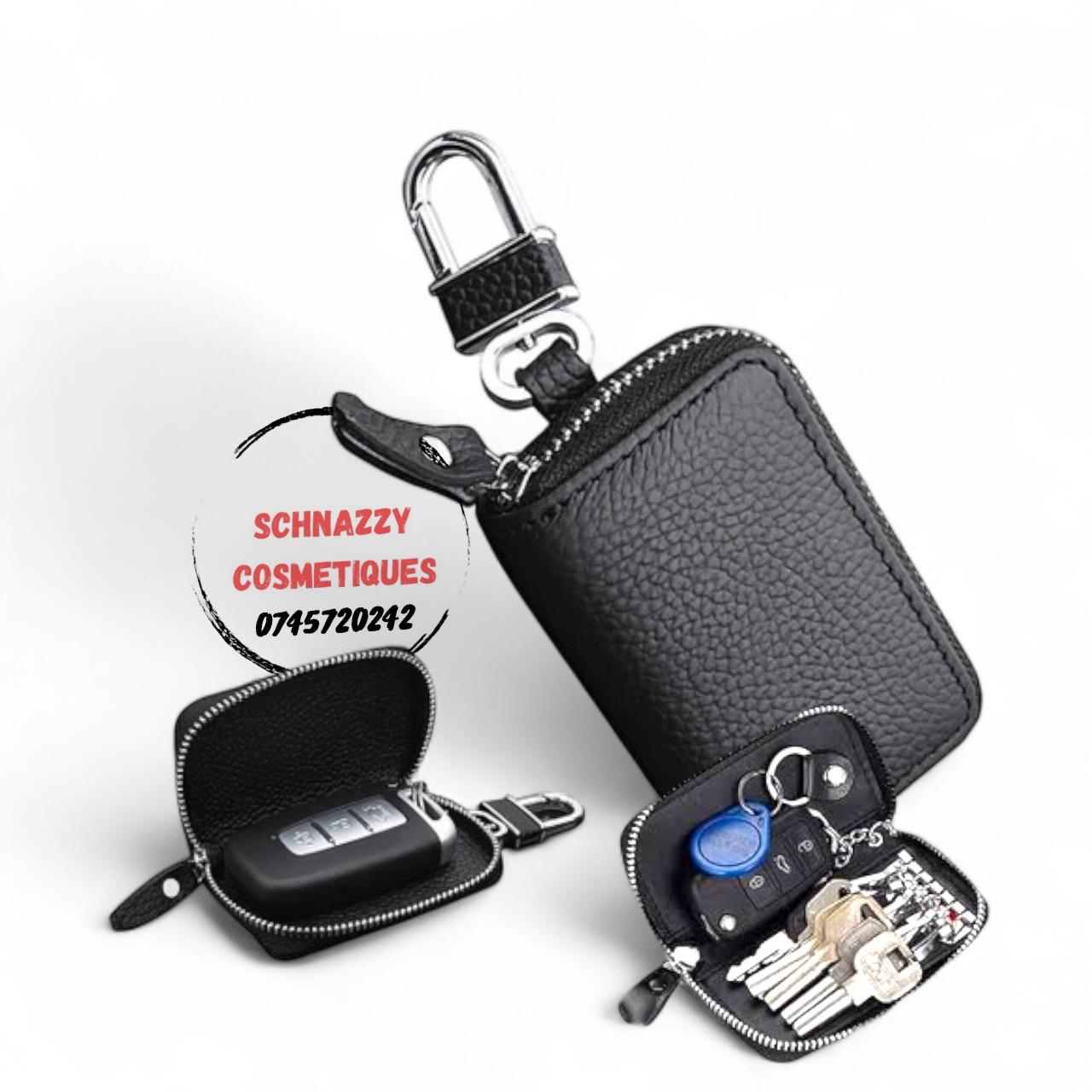 Multifunction Car Key Protector Pouch PU Leather Cover Safely Protect From Dilapidation Scratch Damage Loss Car Keyholder Keychain Bag Key Case Fits IDs Small Snugly Compact Fits Bag Back Pocket