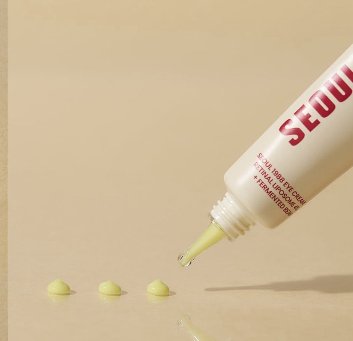 SEOUL 1988 Eye Cream Liposome Retinal 4% + Fermented Bean Extract with Bakuchiol Vitamins C & E 3 Peptides Eye Contour Powerful Cream Minimize Eye Bags Wrinkles Brighten Skin Strengthen Elasticity