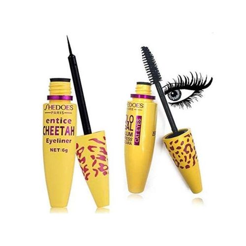 SHEDOES Mascara Eyeliner Set Curl + Volume Mascara Buildable for Amplified Full Lashes Weightless Longlasting Nonflaky Amplified Look