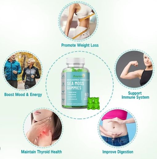 Limited Time Offer Sale!! SEAMOSS GUMMIES with Bladderwrack Burdock Root Superfood for Cells Immune Support Gut Health Hair Skin Antiaging Support