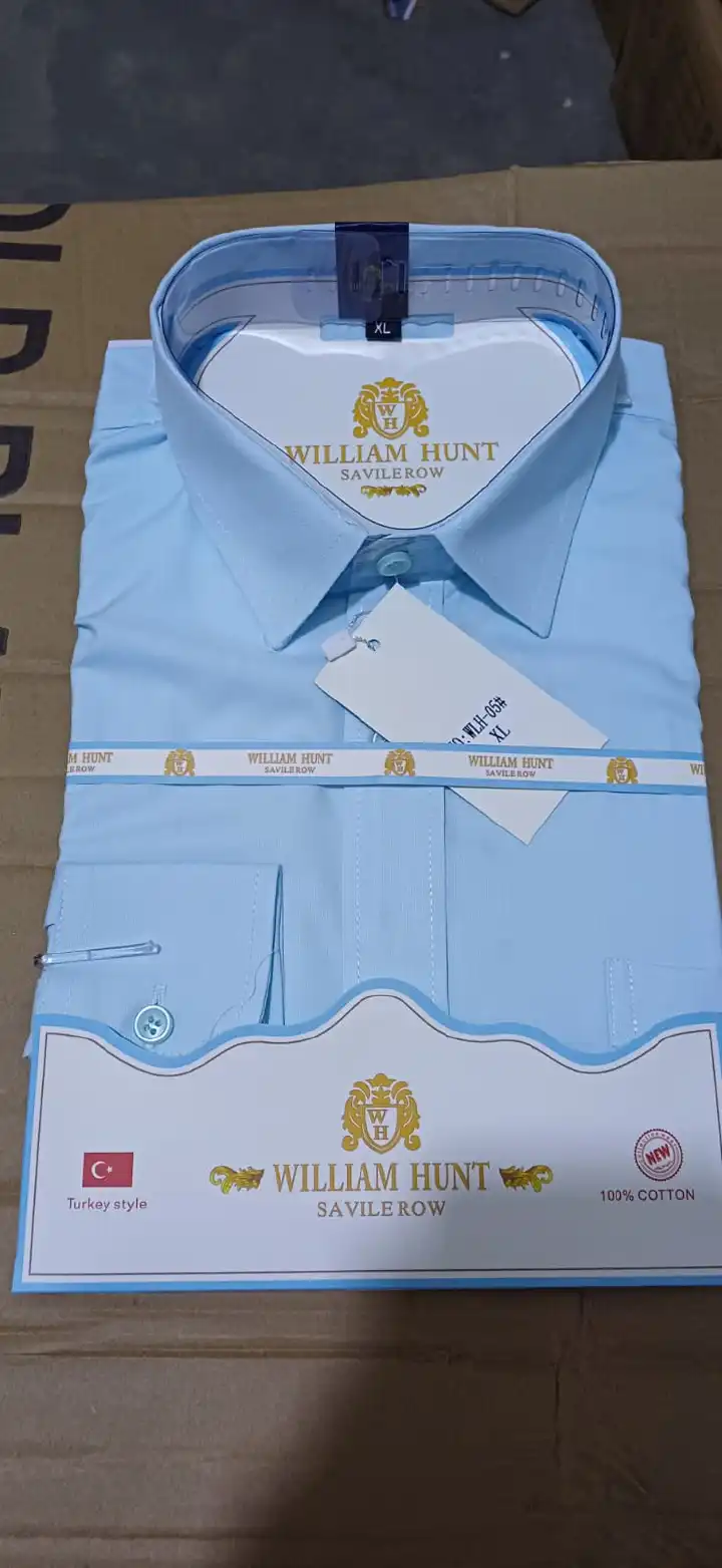 3pcs William Hunt Cotton Plain Shirts- Sizes S to 3XL-