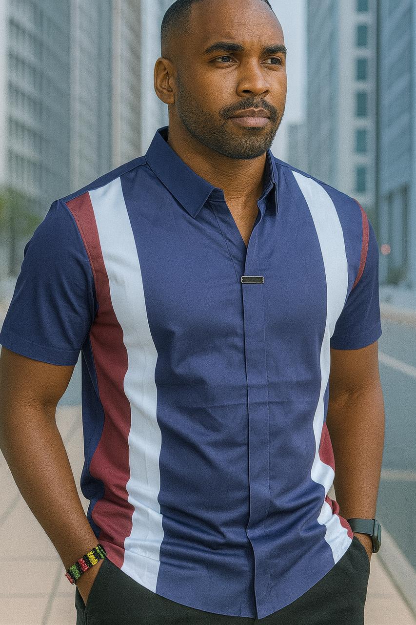 Buttonless collared V-shaped Shirts, Slim fit Cotton