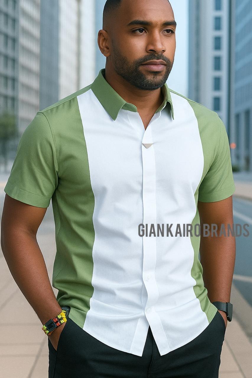 Buttonless collared V-shaped Shirts, Slim fit Cotton