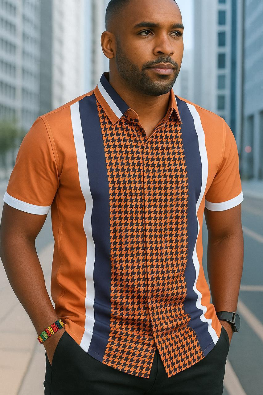 Buttonless collared V-shaped Shirts, Slim fit Cotton
