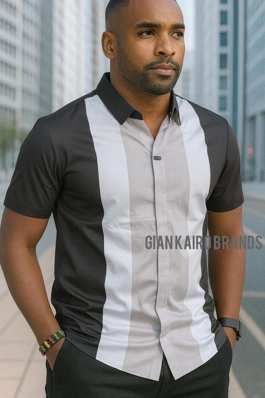 Buttonless collared V-shaped Shirts, Slim fit Cotton