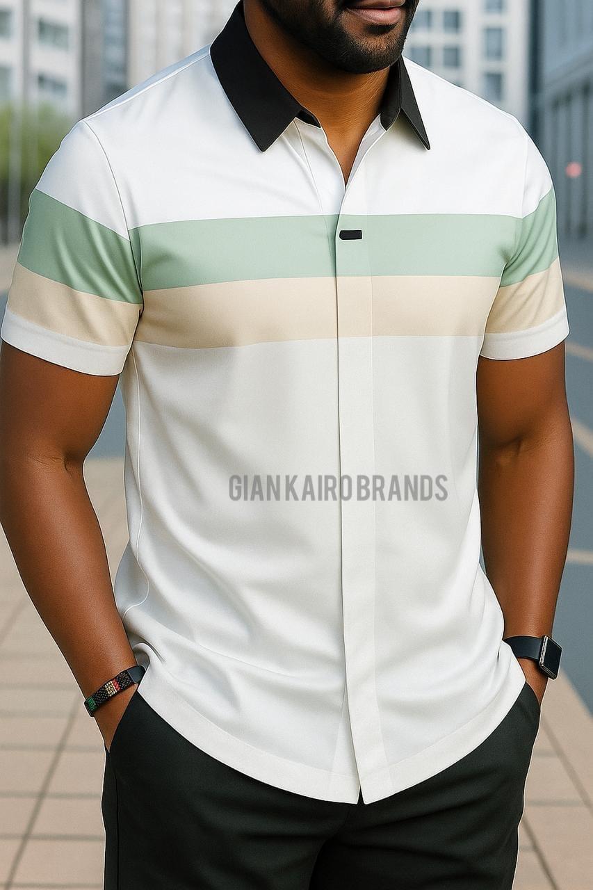 Buttonless collared V-shaped Shirts, Slim fit Cotton-Sorted colors (Gian and Kairo Brands)