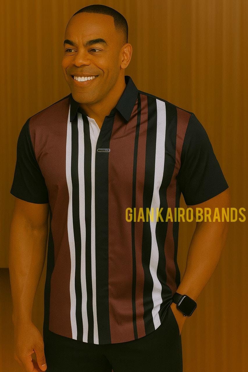 Buttonless collared V-shaped Shirts, Slim fit Cotton-Sorted colors (Gian and Kairo Brands)