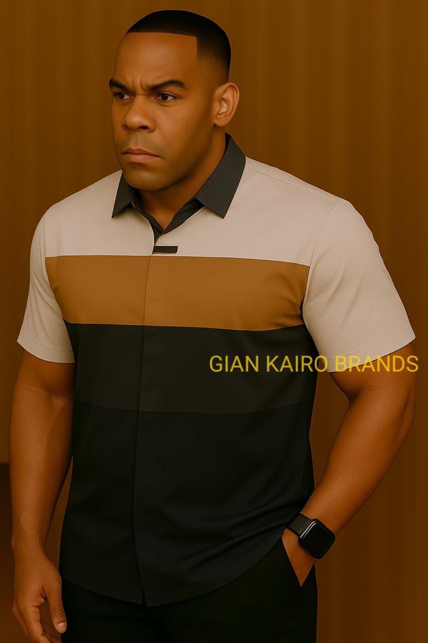 Buttonless collared V-shaped Shirts, Slim fit Cotton-Sorted colors (Gian and Kairo Brands)