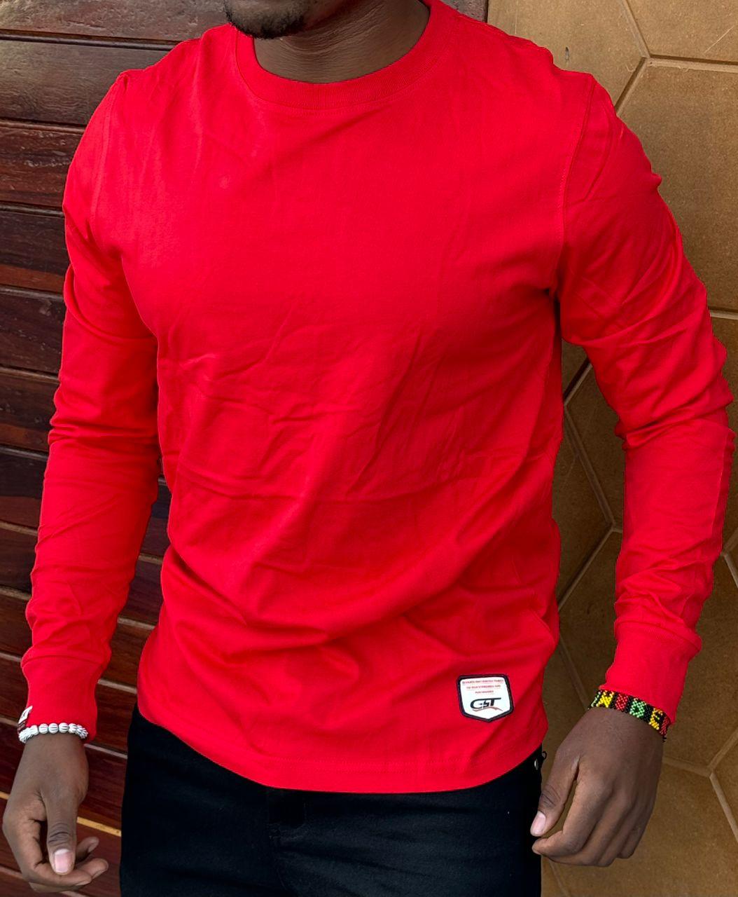 Men’s Plain Long-Sleeve Cotton T-Shirt – Sizes M-2XL