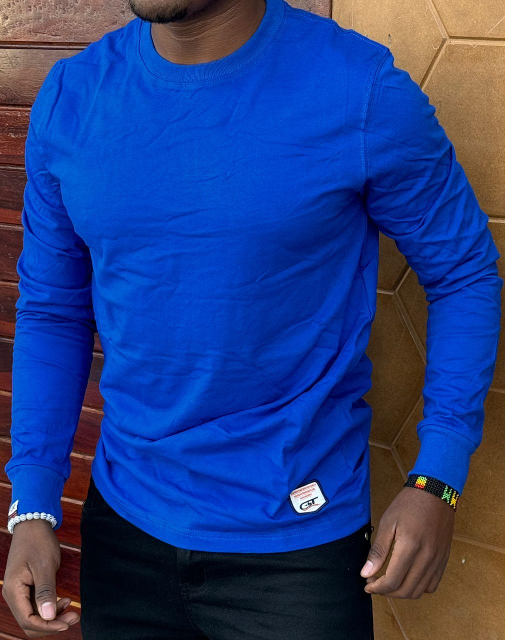 Men’s Plain Long-Sleeve Cotton T-Shirt – Sizes M-2XL