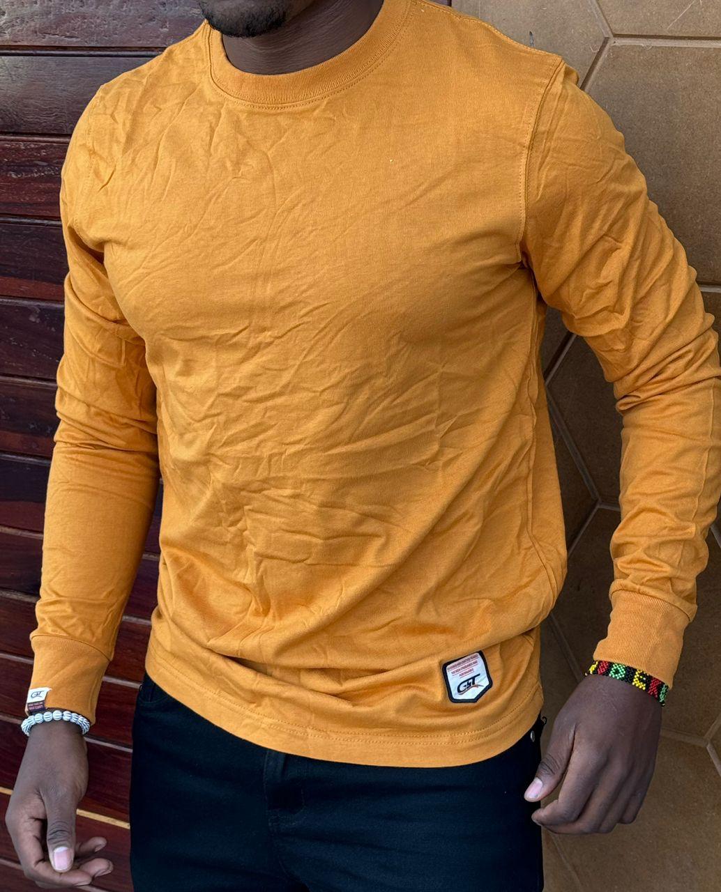 Men’s Plain Long-Sleeve Cotton T-Shirt – Sizes M-2XL