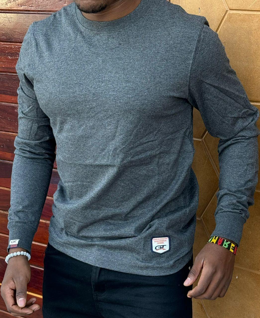 Men’s Plain Long-Sleeve Cotton T-Shirt – Sizes M-2XL