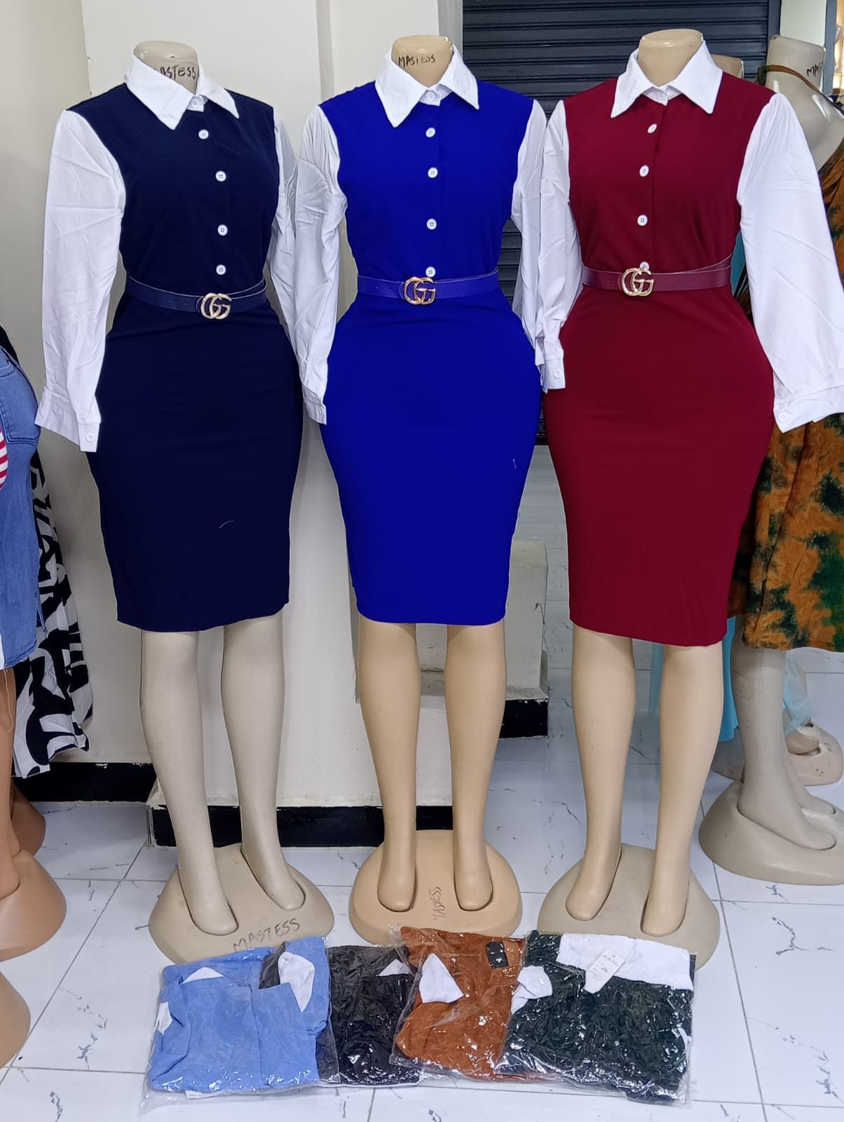 Elegant Two-Tone Bodycon Shirt Dress – Perfect for Office & Casual Wear-  casual look that blends office and Everyday outfits Size M-2XL