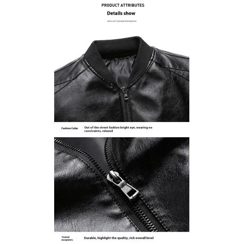 Men’s Premium Black Simple Leather Jackets Size L-5XL