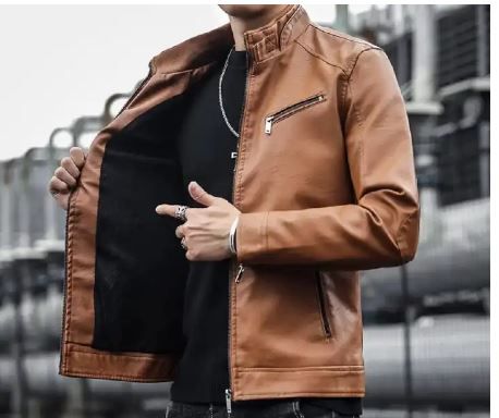 Men’s Premium Black Simple Leather Jackets Size L-5XL