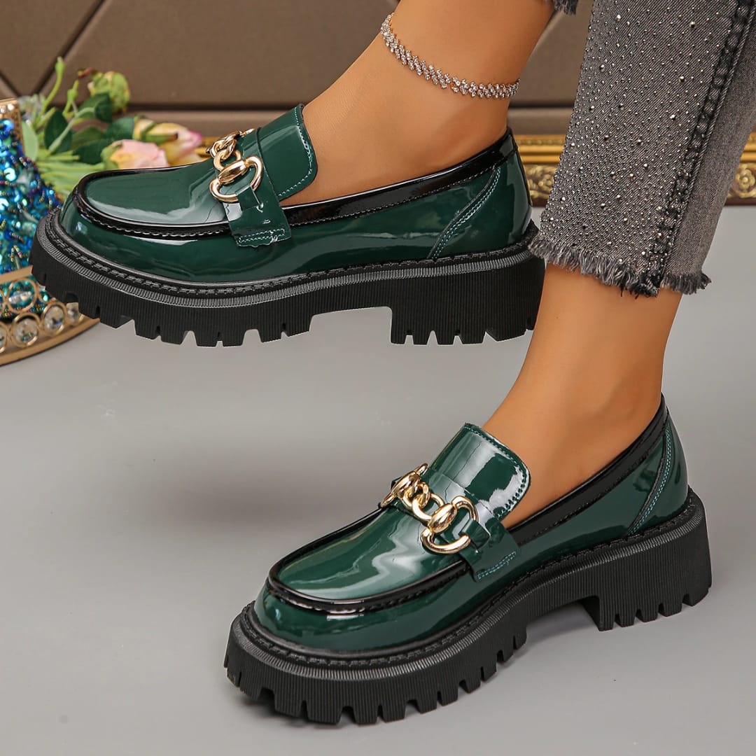 Classic Ladies Stylish Brogues Wet Look leather Mary Jane brogues for Ladies size 36-42 Wipe and Go