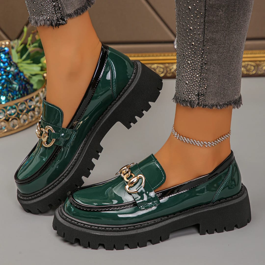 Classic Ladies Stylish Brogues Wet Look leather Mary Jane brogues for Ladies size 36-42 Wipe and Go