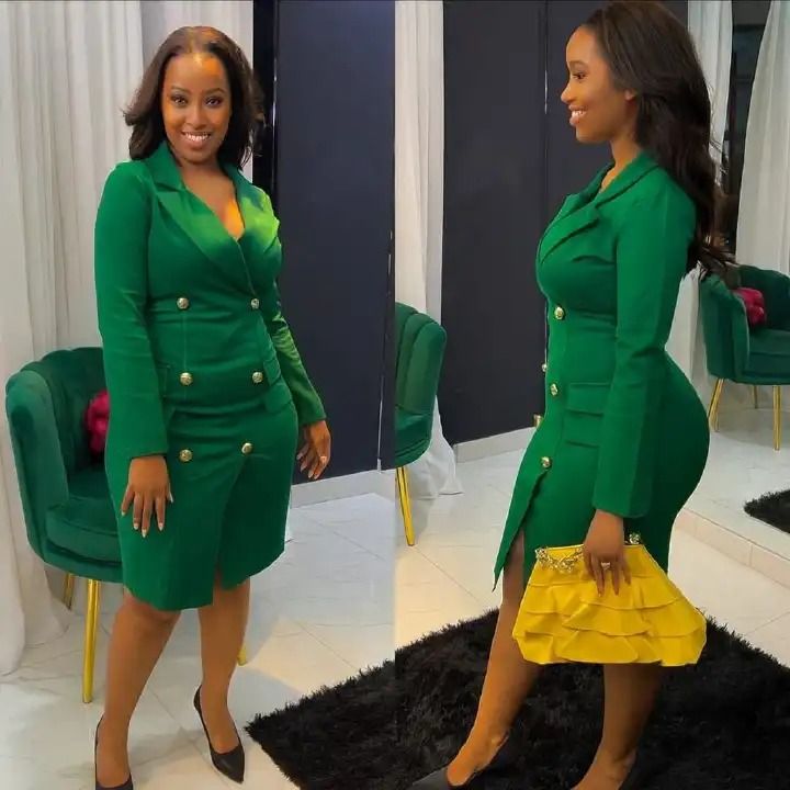 Elegant Double-Breasted Blazer Dress – Chic Office & Occasion Wear Sizes M-3XL available