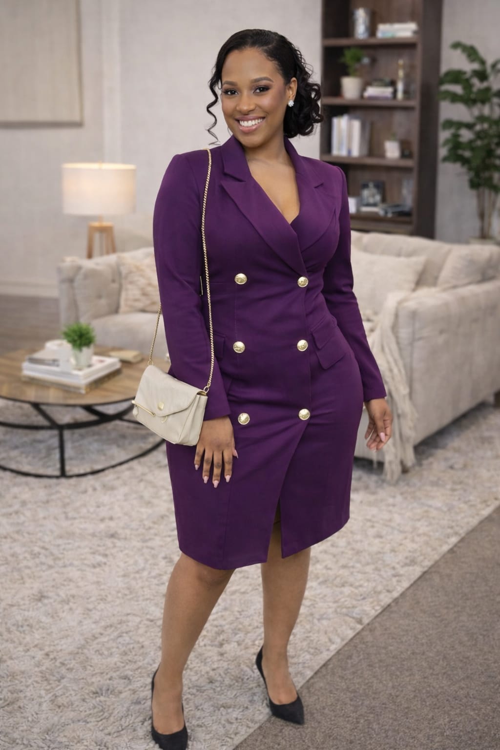 Elegant Double-Breasted Blazer Dress – Chic Office & Occasion Wear Sizes M-3XL available