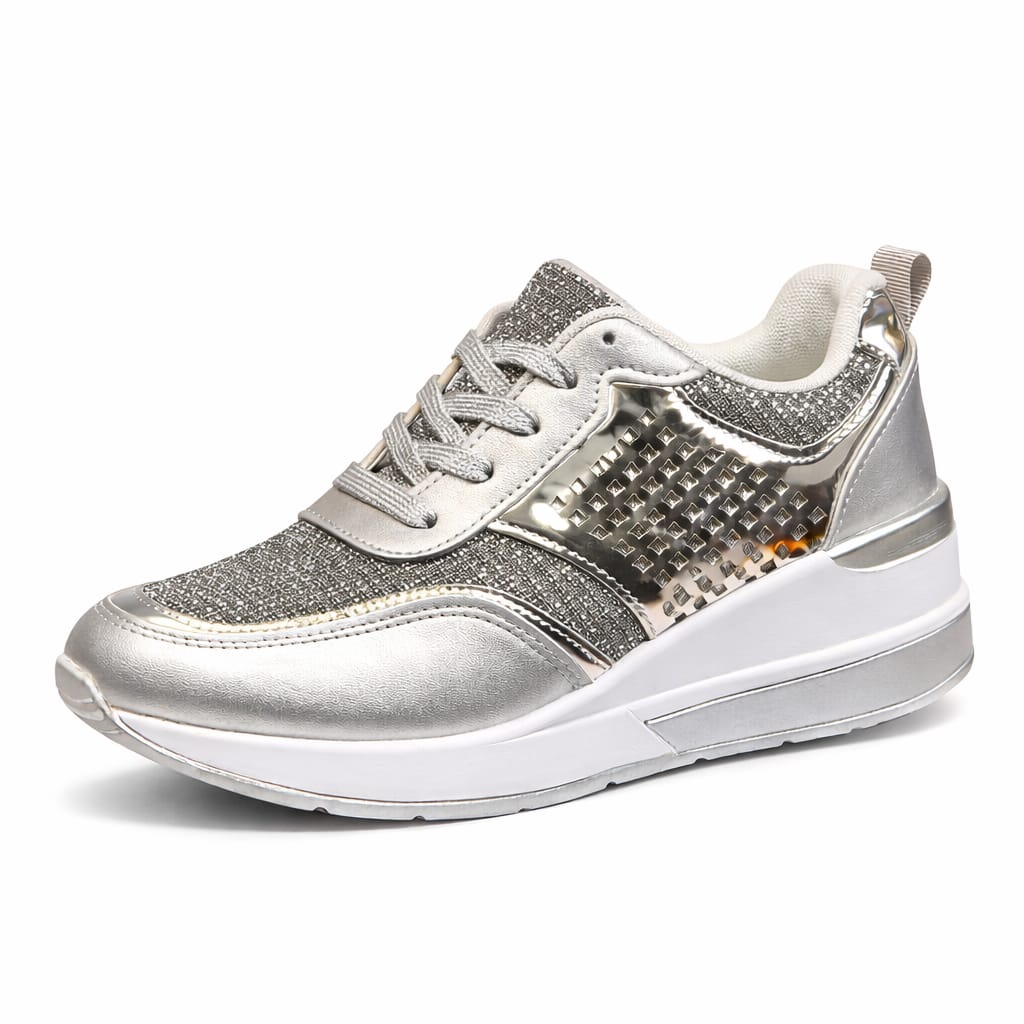 Classic Unisex Fashion Wedge Sneakers/Platform Sneakers with a Gold and Silver Finish Size 36-41