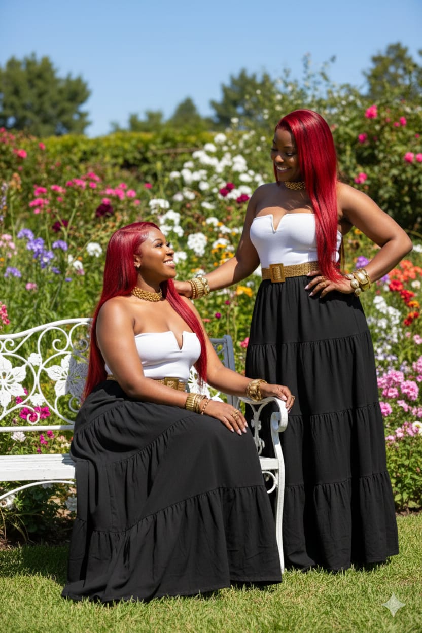 Elegant Boho skirt with belt Plus a Corset – Sorted colors and Free Size- Boho skirt with belt