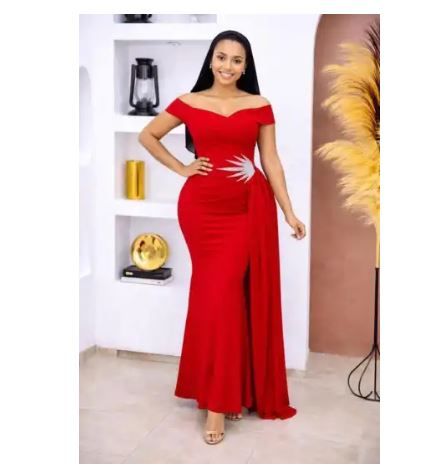 Ladies Elegant Off-Shoulder Mermaid Evening Gown Dress Size L to 2XL