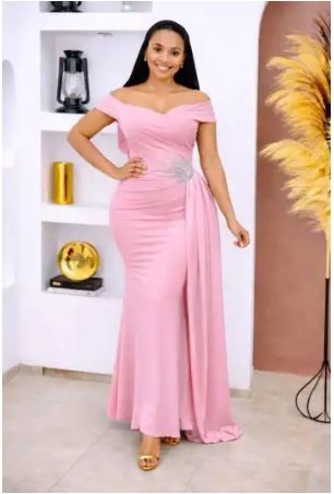 Ladies Elegant Off-Shoulder Mermaid Evening Gown Dress Size L to 2XL