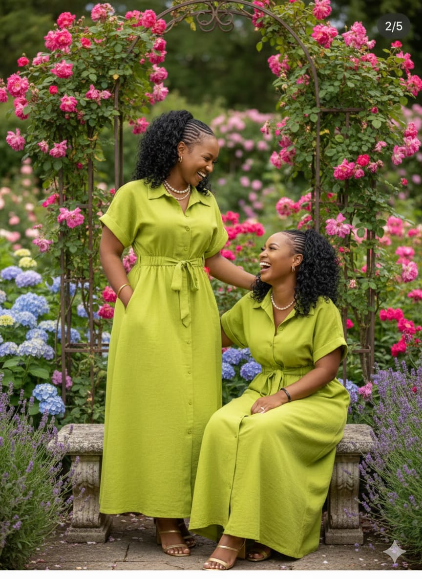 Elegant Short‑Sleeve Button‑Down Midi Dress with Waist Tie- Linen maxi dresses M to XL