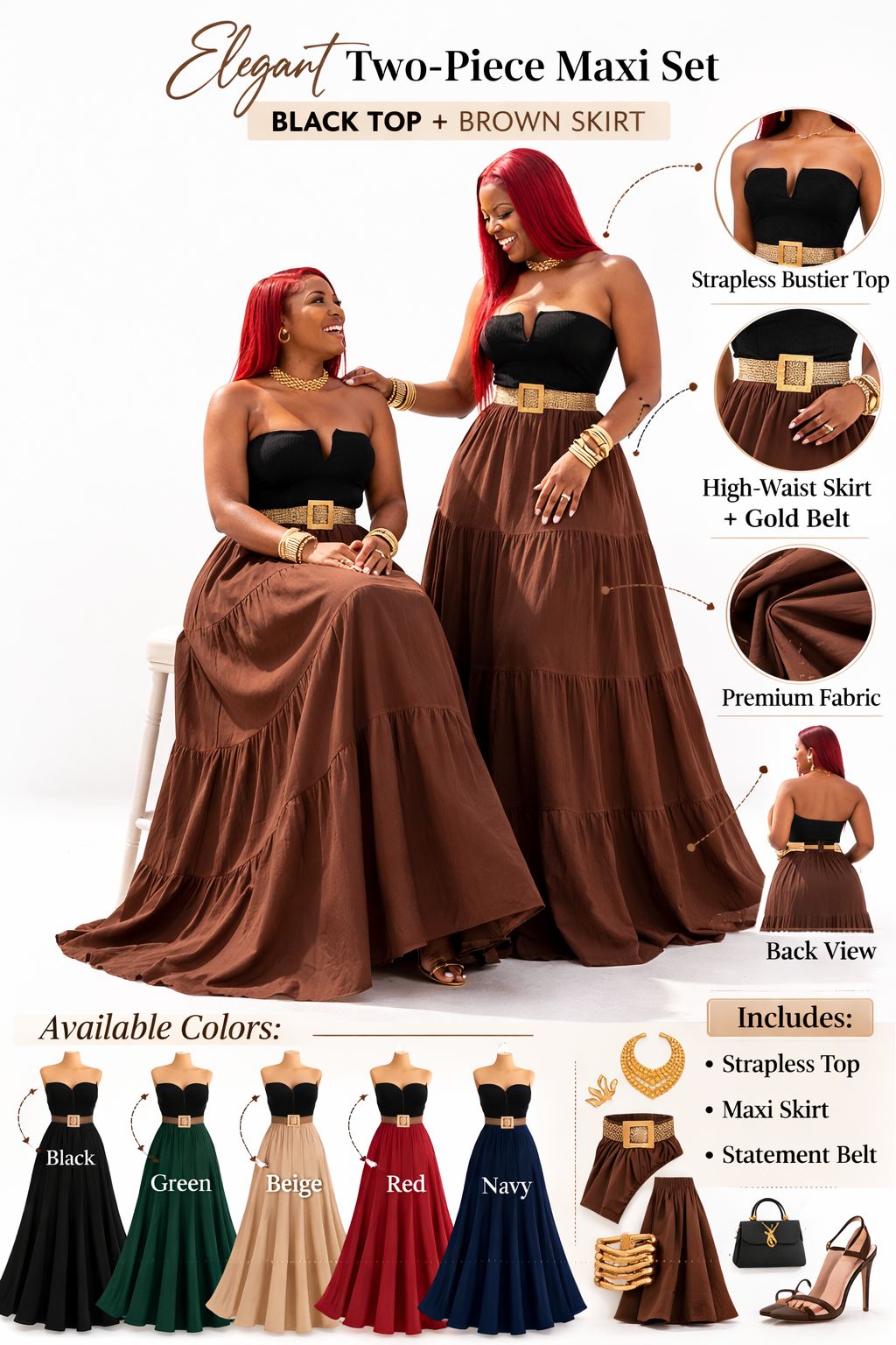 Elegant Boho skirt with belt Plus a Corset – Sorted colors and Free Size- Boho skirt with belt