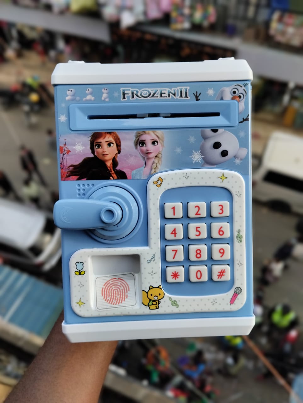 Kids Electronic Piggy Bank, Mini ATM Piggy Bank for Real Money, Piggy Bank for Boys Girls Toy, Auto Scroll Paper Money Saving Box with Face & Fingerprint Recognition, Password, Lock