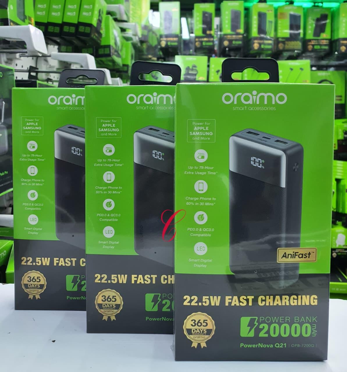 Oraimo PowerNova Q21 OPB-7200Q 22.5W 20,000mAh Fast Power Bank with smart digital display