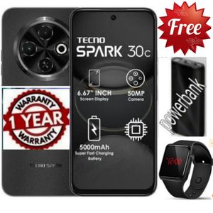 Spark 30c, 6.67'' HD+, UP to 8GB RAM + 128GB ROM,50MP, 5000 mAh+FREE POWERBANK+WATCH