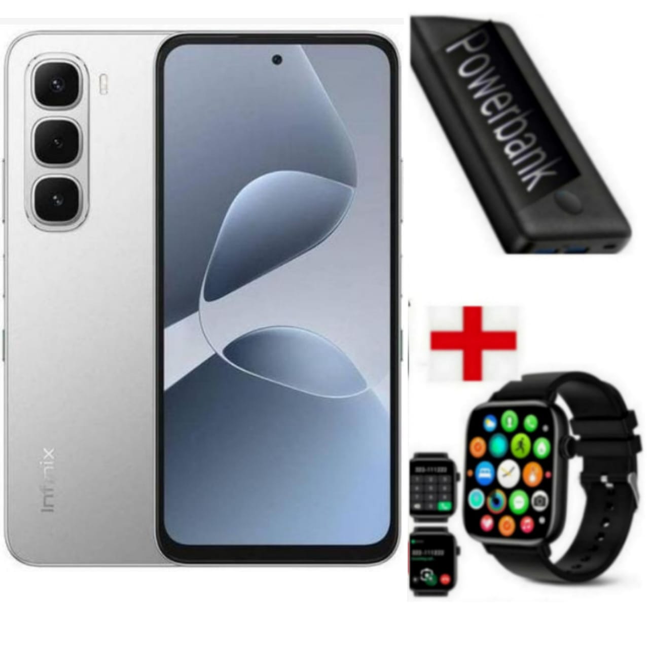 Infinix Hot 60i 256GB+16(8+8)GB 6.7" 120Hz Screen 4G Phone Dual SIM 5160mAh Battery 45W Charging 50MP Camera Fingerprint Lock Android 15+POWER BANK+SMARTWATCH