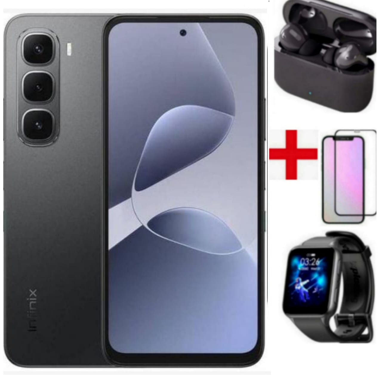 Infinix Hot 60i 256GB+16(8+8)GB 6.7" 120Hz Screen 4G Phone Dual SIM 5160mAh Battery 45W Charging 50MP Camera Fingerprint Lock Android 15 +POWERBANK+PROTECTOR+WATCH