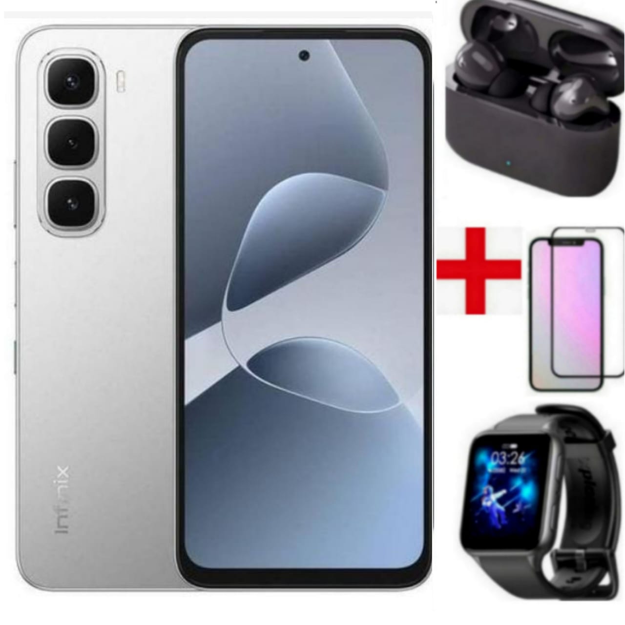 Infinix Hot 60i 256GB+16(8+8)GB 6.7" 120Hz Screen 4G Phone Dual SIM 5160mAh Battery 45W Charging 50MP Camera Fingerprint Lock Android 15 +POWERBANK+PROTECTOR+WATCH