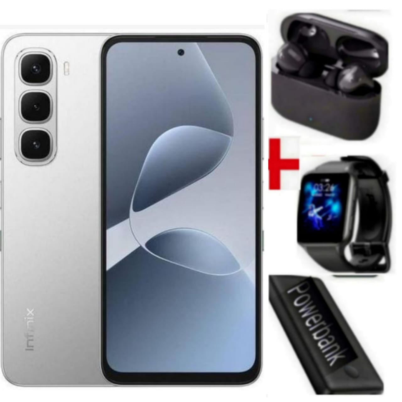 Infinix Hot 60i 256GB+16(8+8)GB 6.7" 120Hz Screen 4G Phone Dual SIM 5160mAh Battery 45W Charging 50MP Camera Fingerprint Lock Android 15+EARPODS+WATCH+POWERBANK