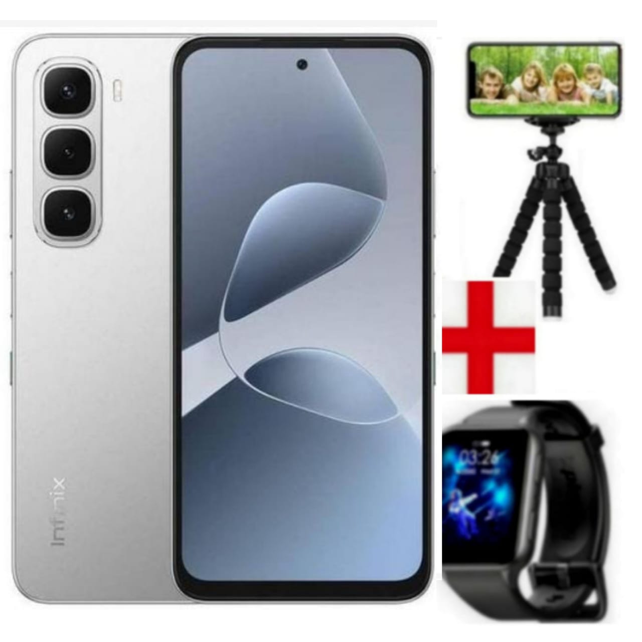 Infinix Hot 60i 256GB+16(8+8)GB 6.7" 120Hz Screen 4G Phone Dual SIM 5160mAh Battery 45W Charging 50MP Camera Fingerprint Lock Android 15+TRIPOD STAND+WATCH