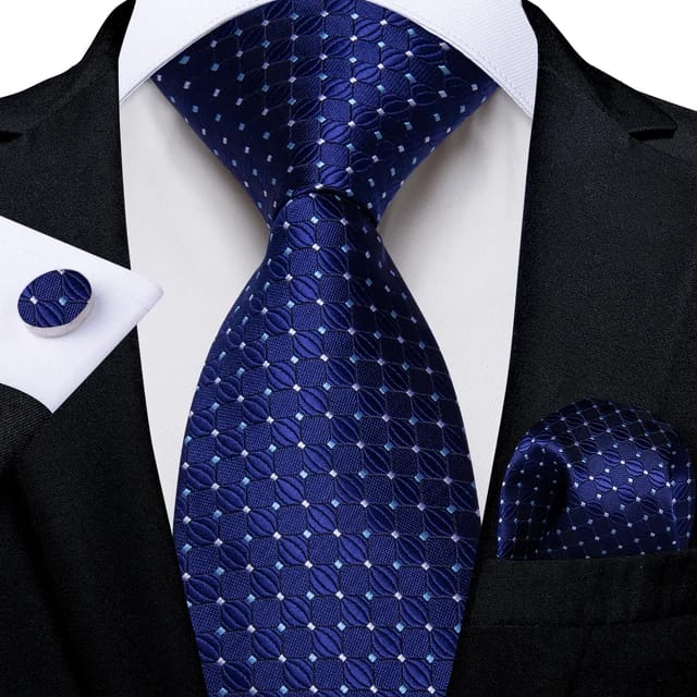 Tie - Blue Royal dot plaid necktie