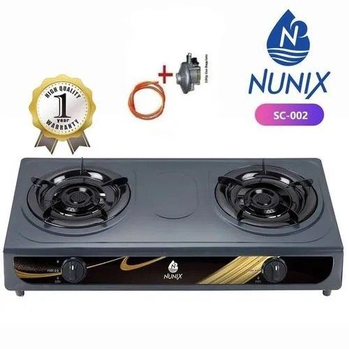Nunix Auto Ignition Two Burner Gas Original Cooker Stove + Pipe + 6KG Regulator