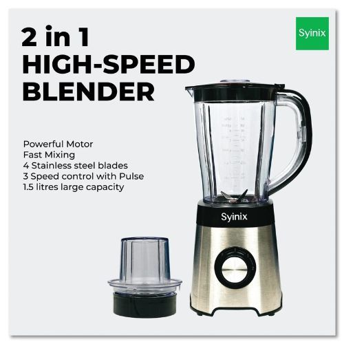 Synix 2 in1 High-Speed Blender with Grinder  1.5L Powerful & Efficient