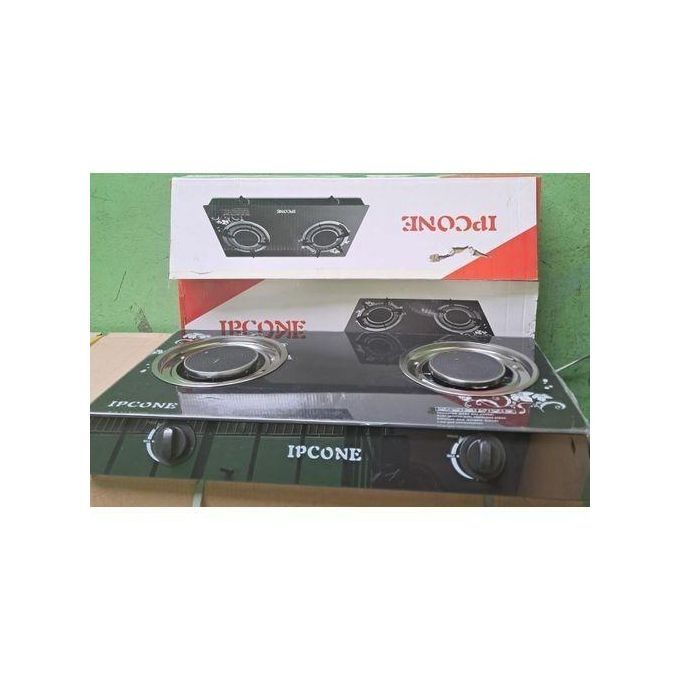 IPCONE Infrared 2 Burner Glass Top Gas Cooker - Infrared Double Burner + Free 6KG Regulator and Pipe