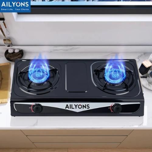Ailyons 2 BURNER Stainless Steel Table Top Double Burner Gas Cooker