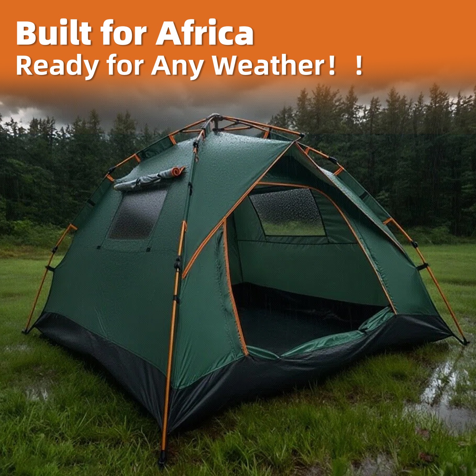 Exclusive Safari Instant Tent⛺️ | Double Doors & Panoramic Windows for Sun & Rain Protection