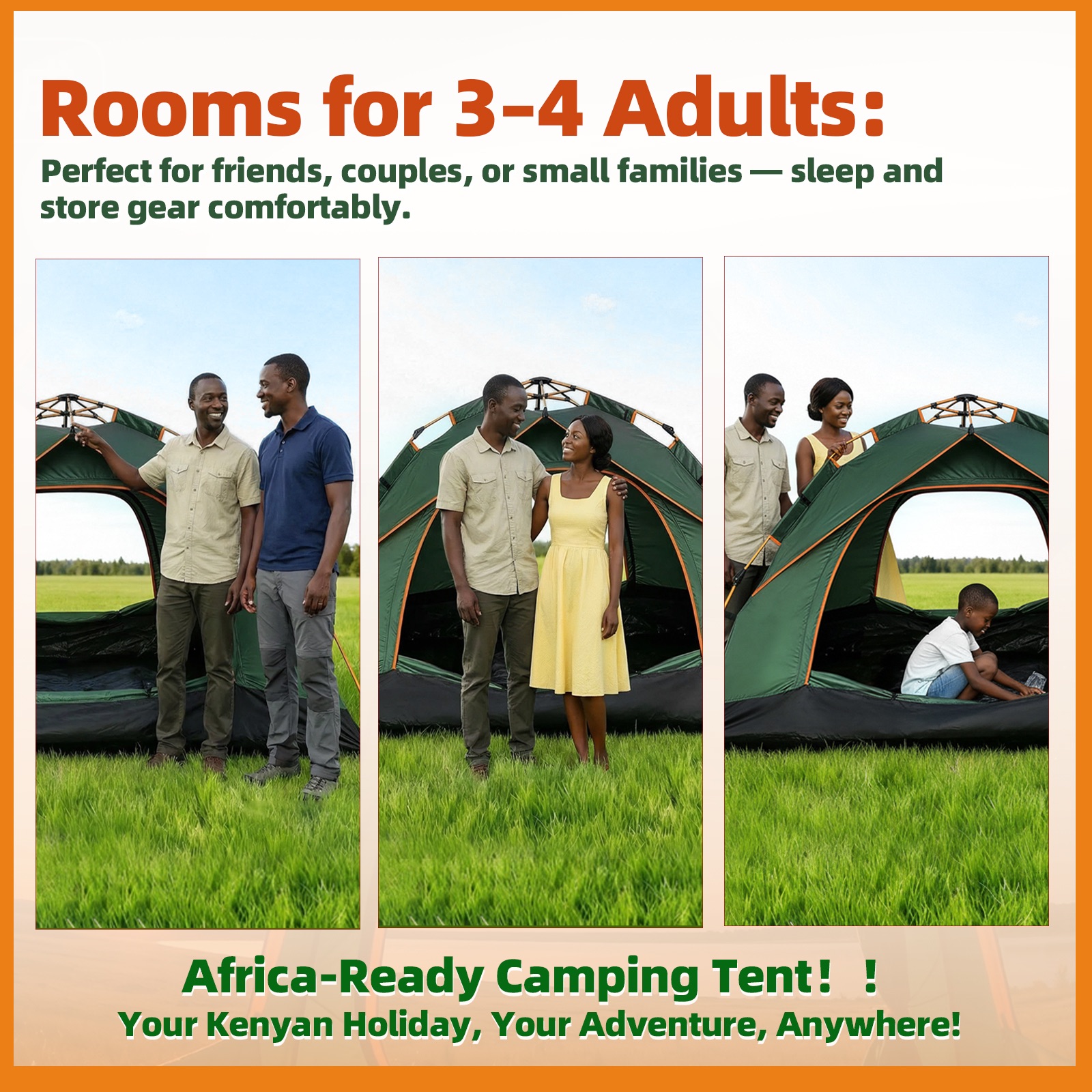 Exclusive Safari Instant Tent⛺️ | Double Doors & Panoramic Windows for Sun & Rain Protection