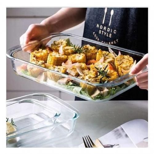 SIGNATURE 3PCS HIGH QUALITY HEAT RESISTANT GLASS BAKE PAN WITH GLOVES